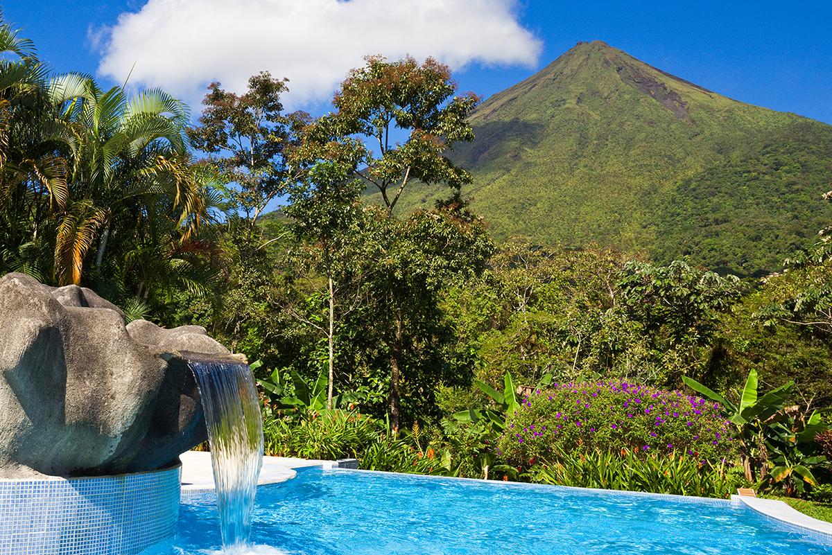 View of volcano and rainforest with a Costa Rica vacation package